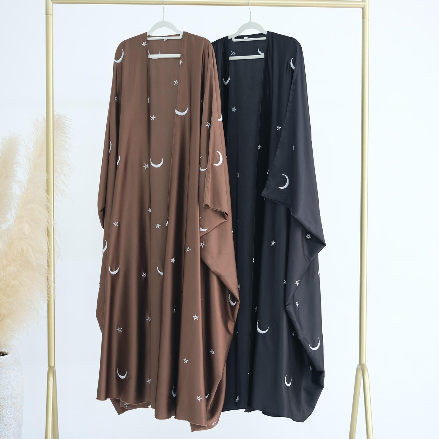HAYA HA1171 Moon Embroidered Robe Kaftan Abaya