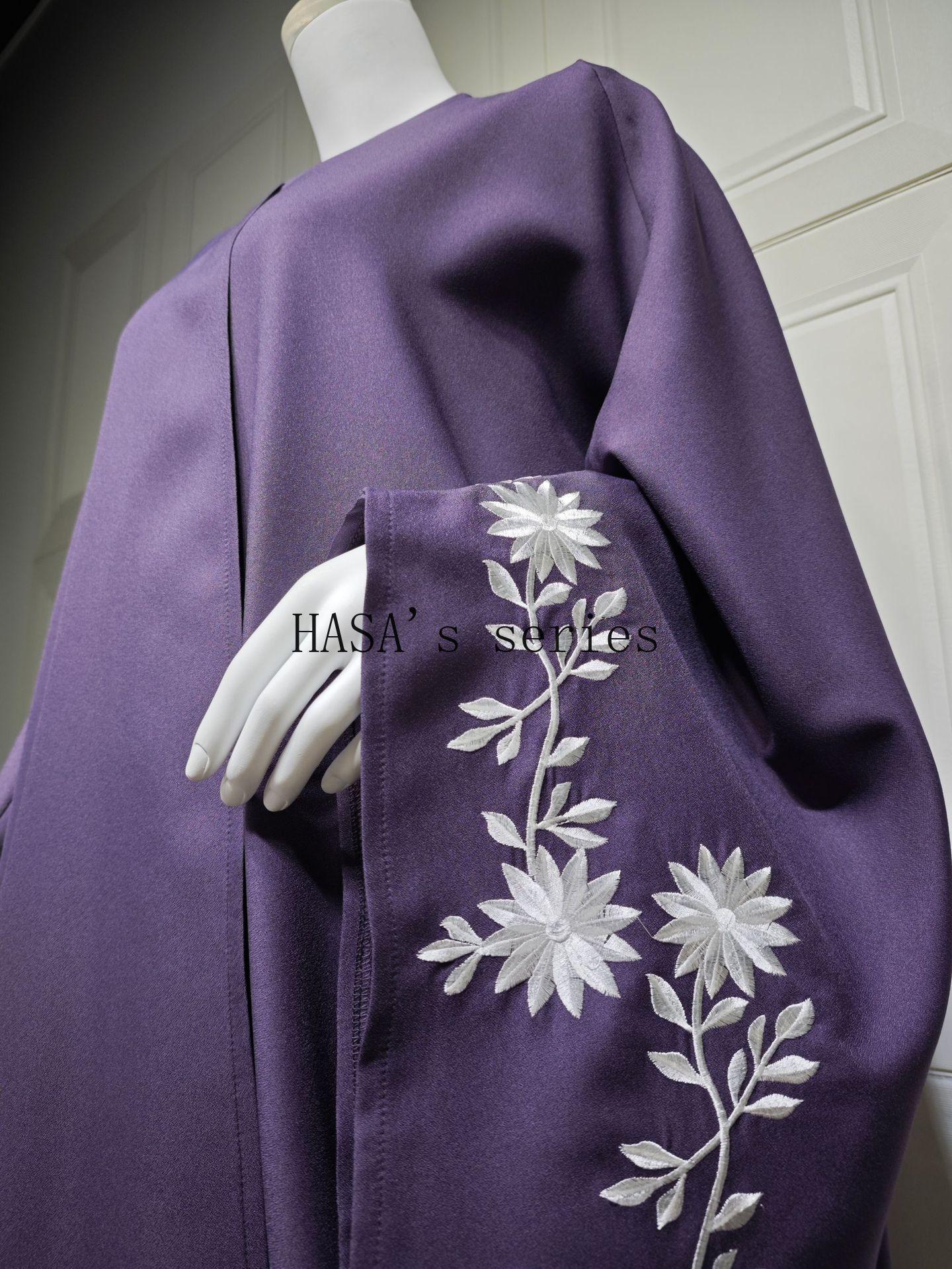 HS5099 Rhinestone-embellished Beaded Cardigan-style Robe, A High-quality Two-piece Set with A Matching Headscarf Design.