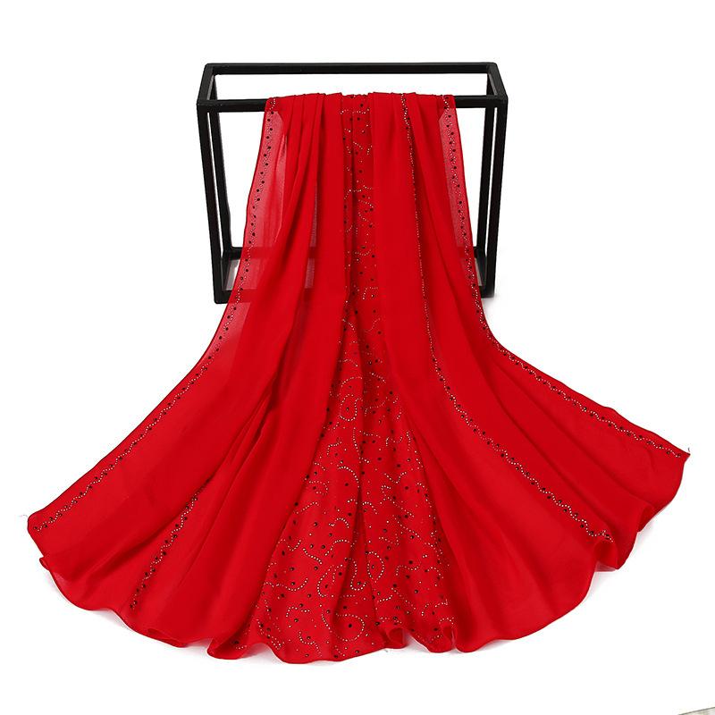 HAYA HA1127 Pearl Chiffon Rhinestone Headscarf