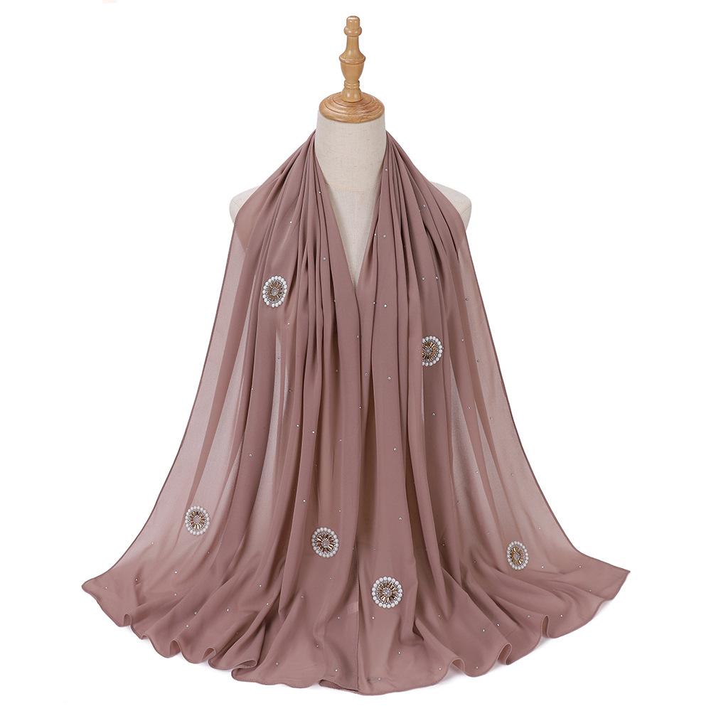 HAYA HA1126 Pearl Chiffon Baotou Scarf