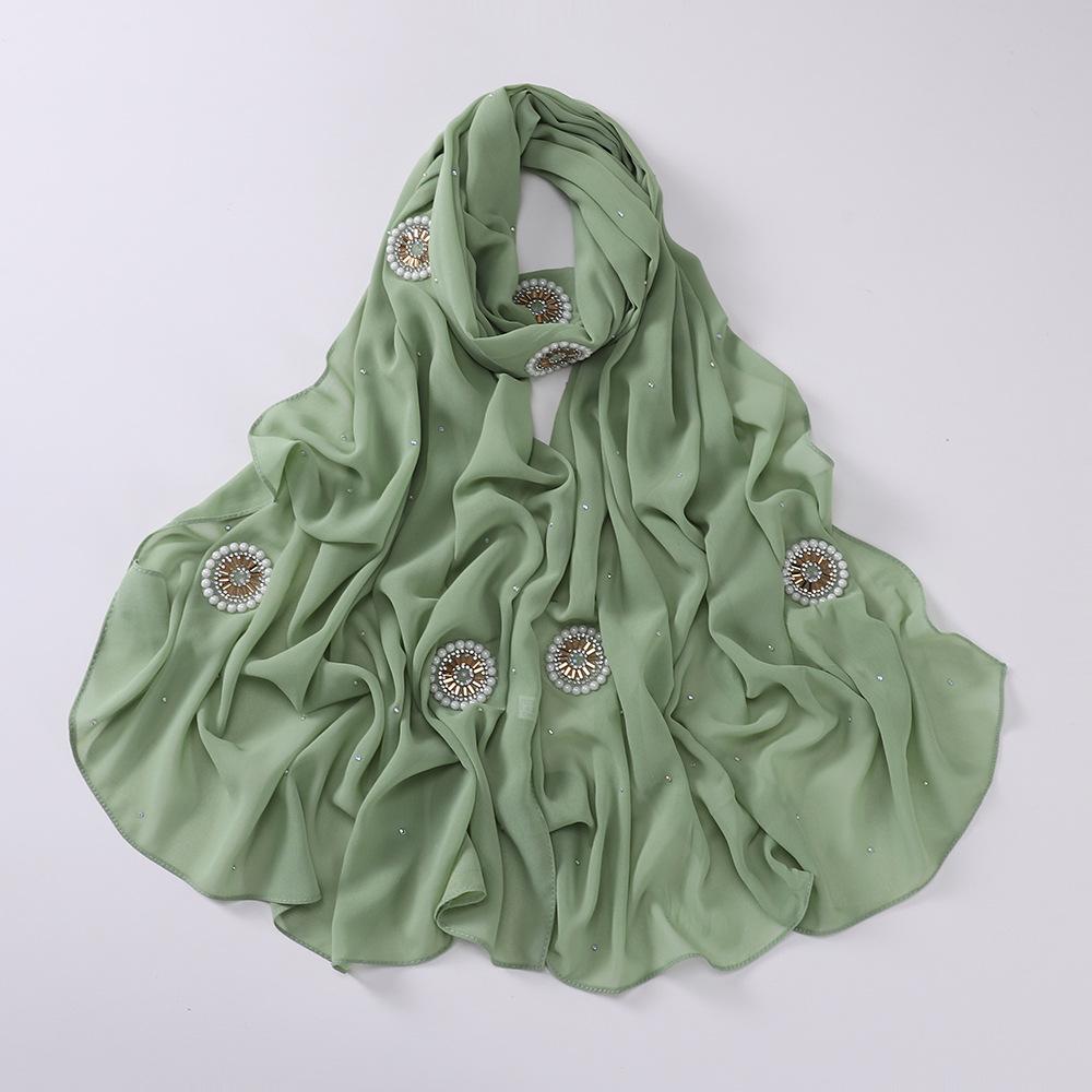 HAYA HA1126 Pearl Chiffon Baotou Scarf