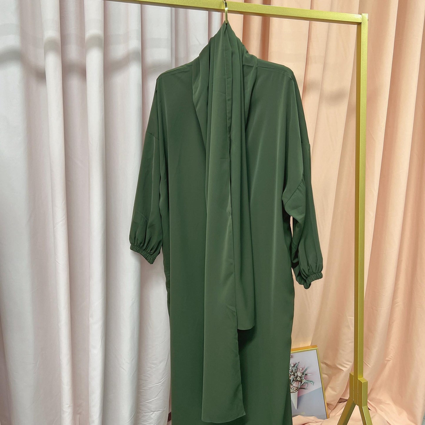 New Middle East Dubai Turkish Robe Dress with Hijab hoody abaya