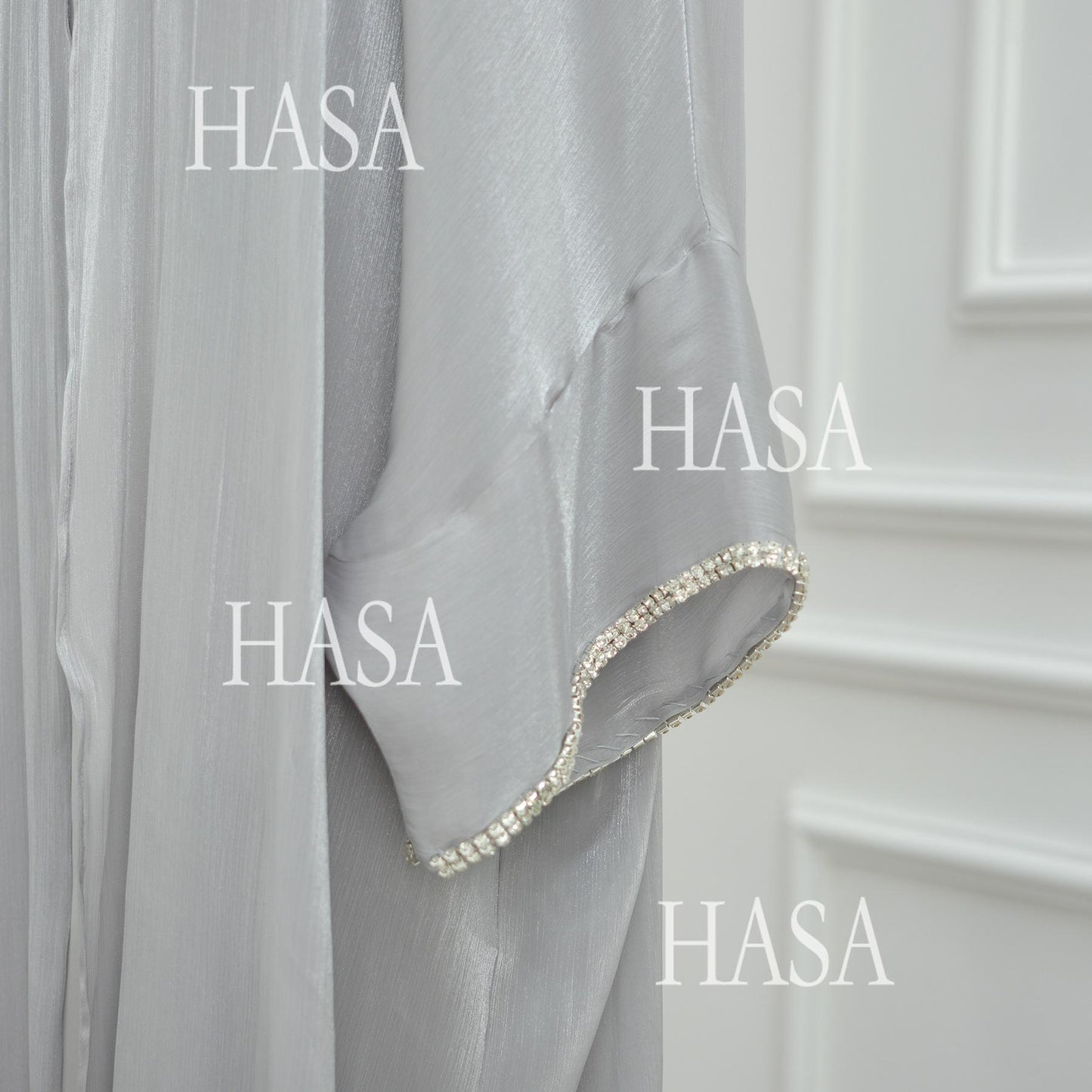 HA6553  Two-Piece Solid Abaya with Beaded Details and Matching Scarf Option