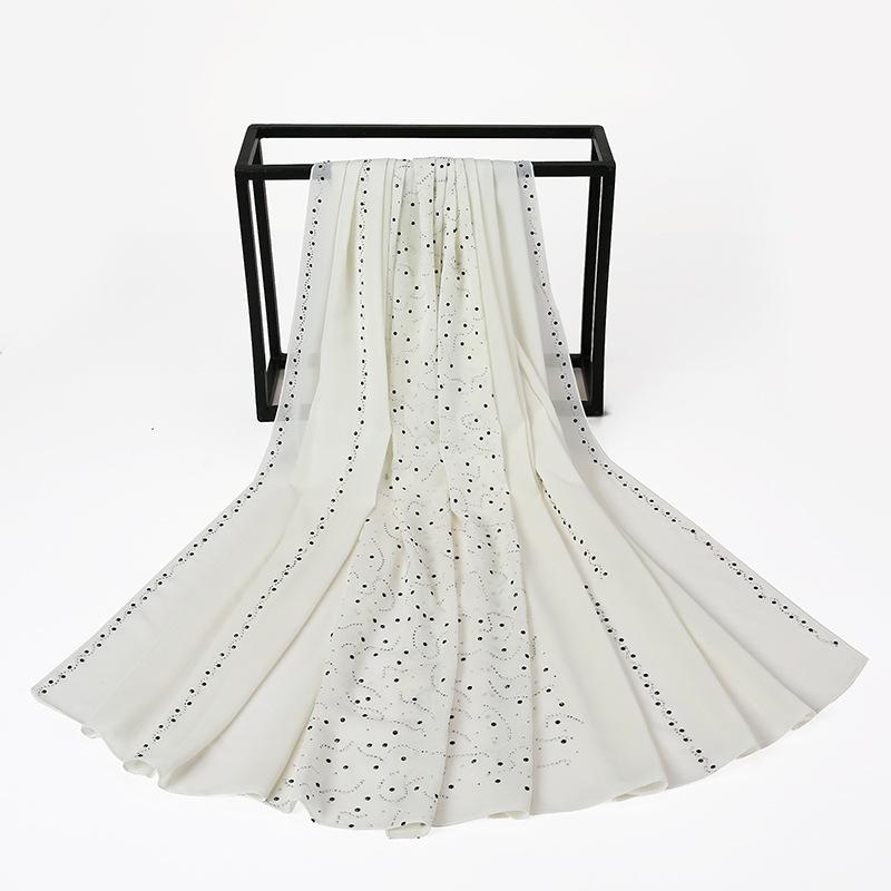 HAYA HA1127 Pearl Chiffon Rhinestone Headscarf