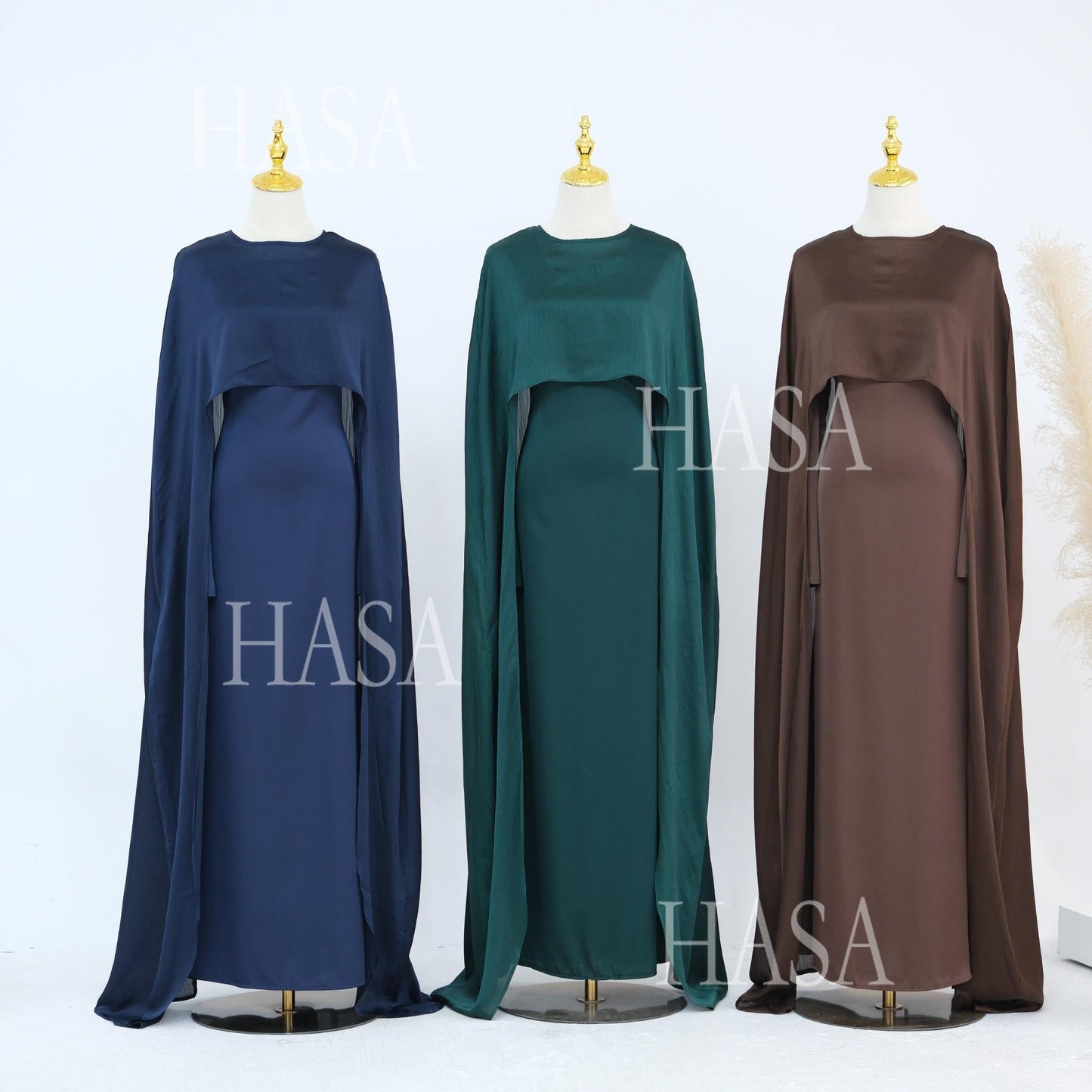 HA5870 Elegant drape two-piece robe dress-Light luxury street style abaya girl