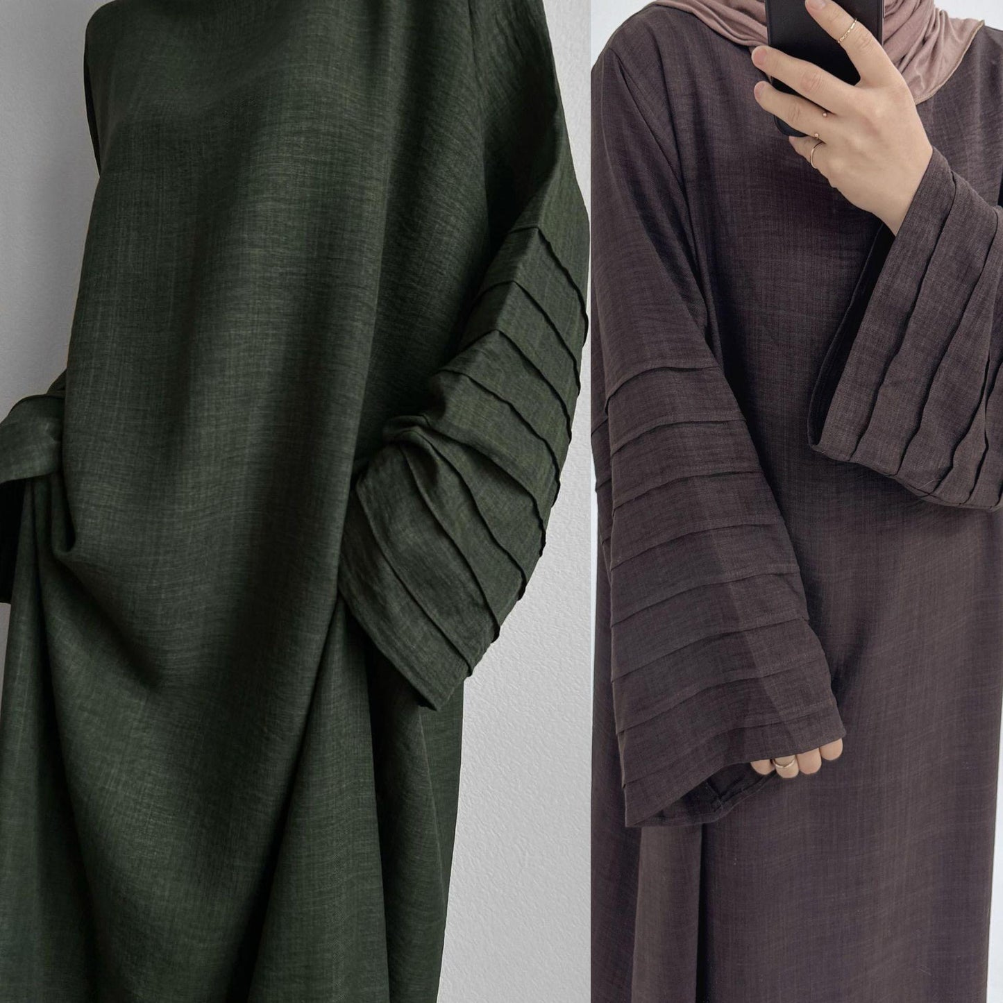 HAYA HA1179 Loose Fit Large Crepe Abaya Dress with Belt