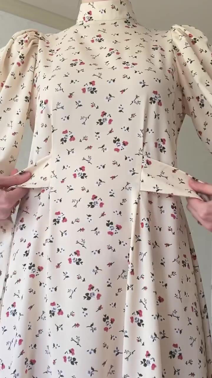 HAYA HAYA1027 Lace Up Floral Dress Long Skirt