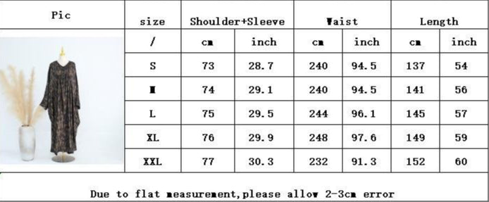 HA6566 Long-sleeved Printed Batwing Sleeve Loose Dress