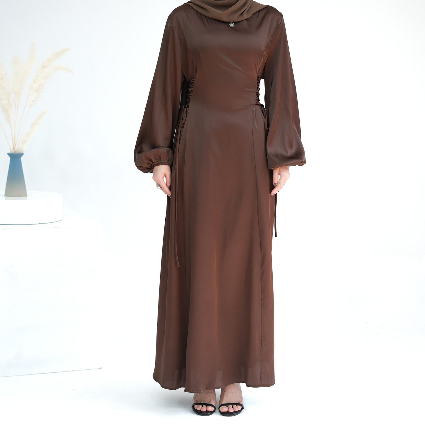 HAYA HAYA0991 Solid Color High-necked Slim Elegant Dress