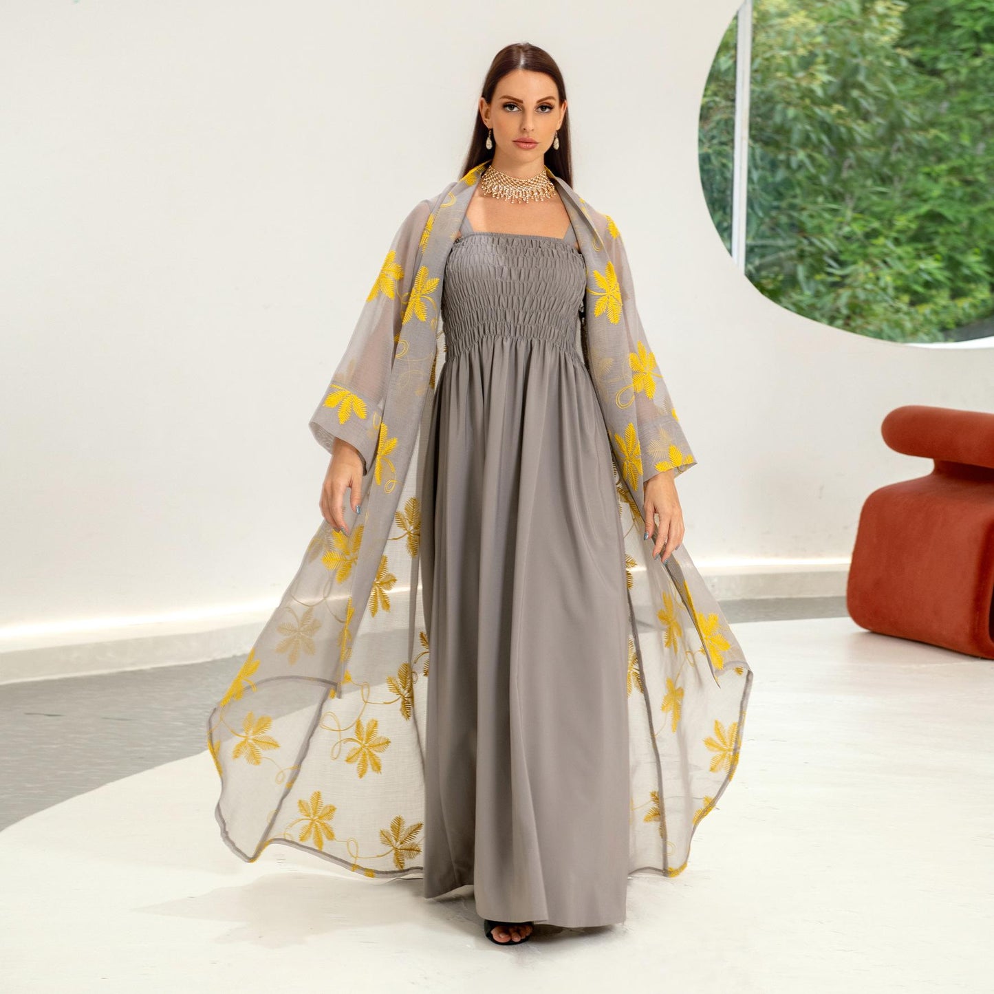 HAYA HAYA1076 2pcs Inner Dress  with Cardigan