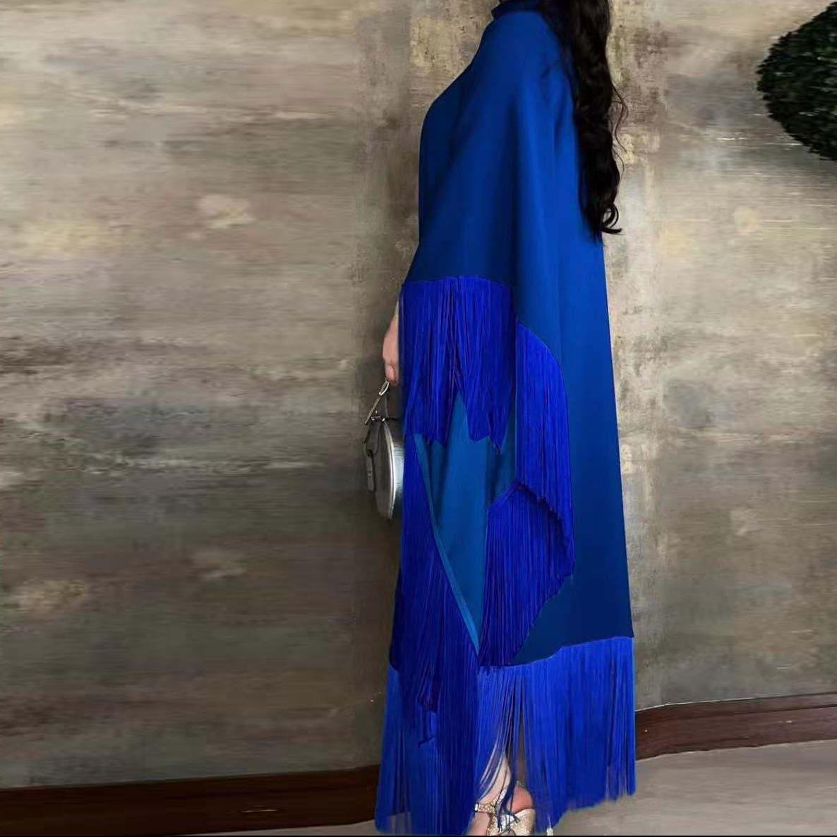HAYA0467 Ladies Dolman Sleeve Tassel Kaftan High Fashion Dress modest party dress
