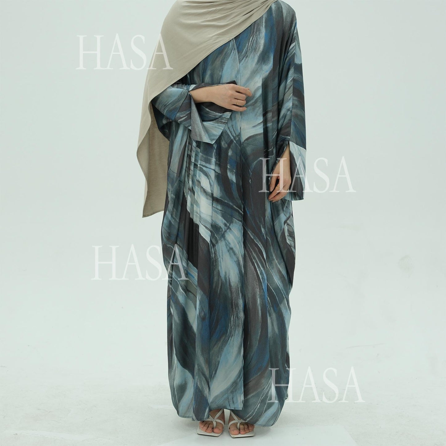 HA6509 Abstract Printed Loose Abaya (Headscarf Not Included)
