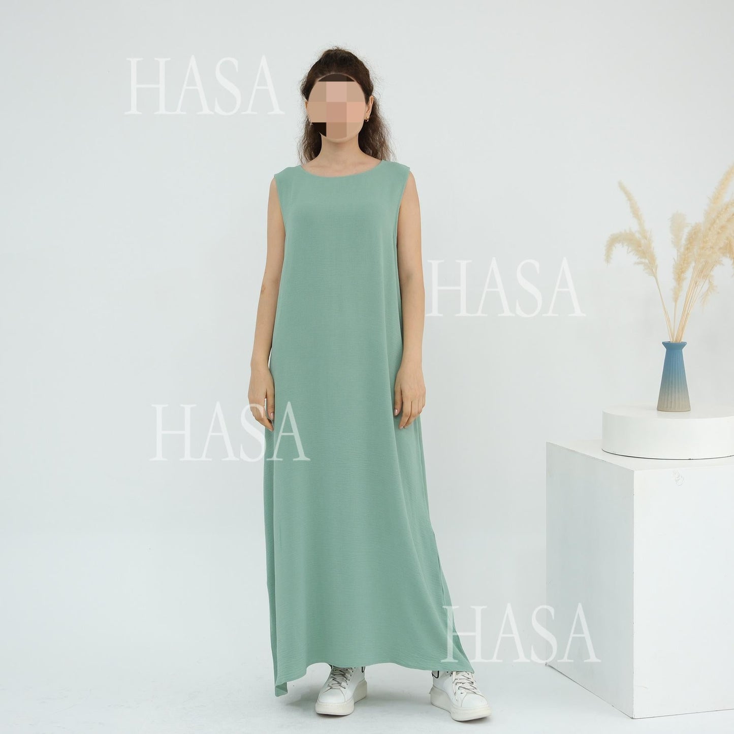 HA6559  Solid Color Loose Robe Dress Two-piece Set