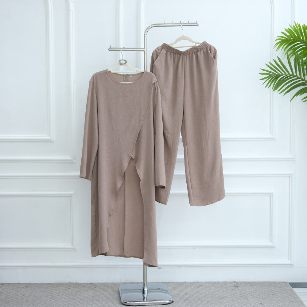 HA6605 Stylish asymmetrical two-piece set (with optional headscarf)