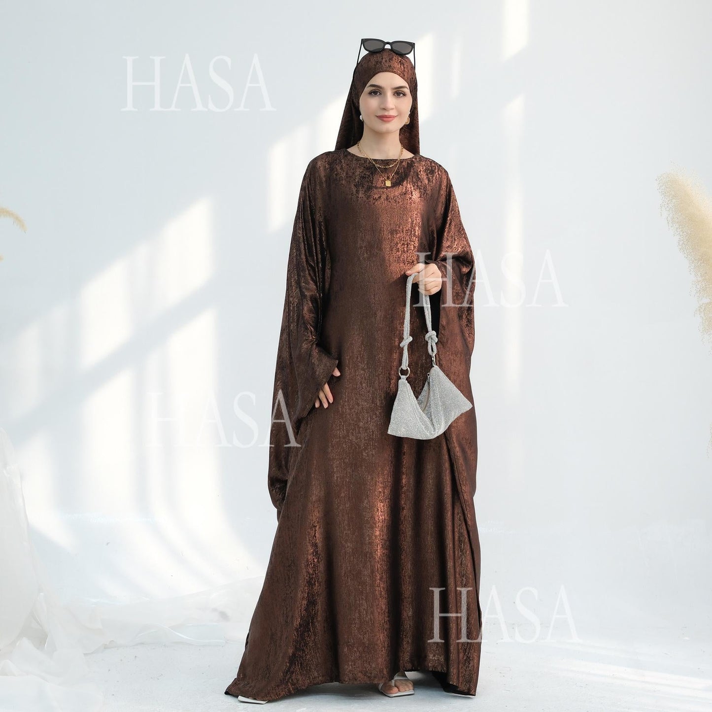 HA5879 Light-sensing Two-piece Dress | with Headscarf Design, The Overall Matching Is More Worry-free