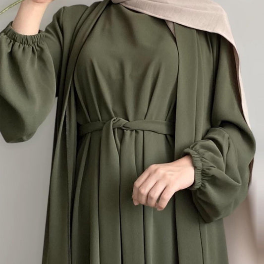HAYA HAYA0995 3pcs Cardigan+without  Sleeves Inner Dress+Hijab