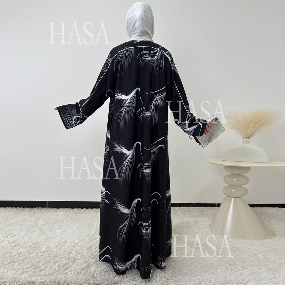HA6498 Lightweight Printed Long Abaya Suit