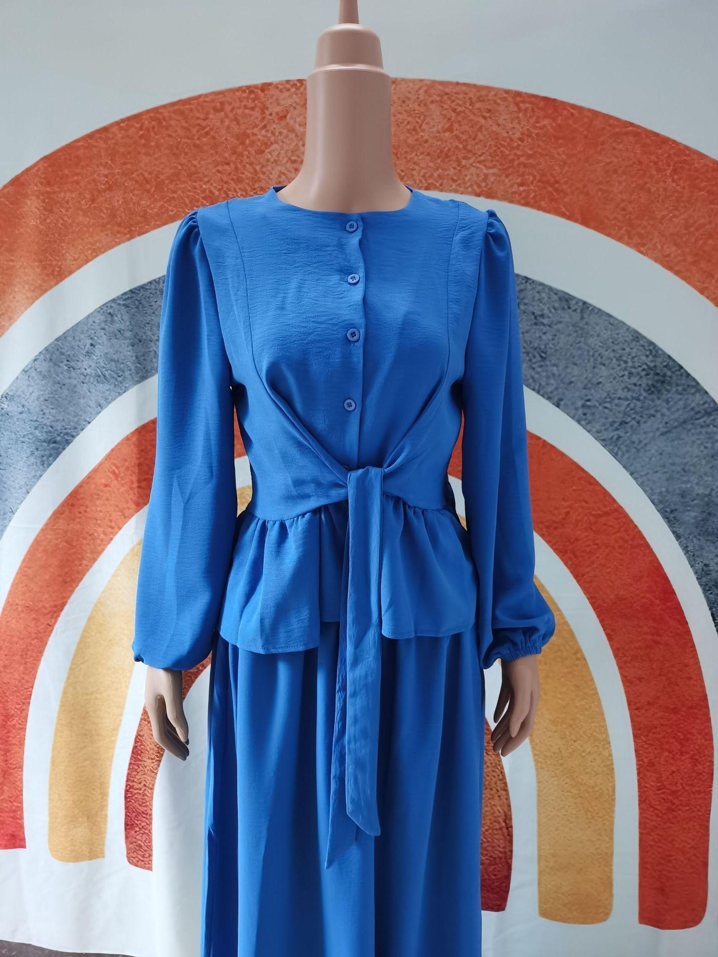 HAYA HAYA0825 2pcs Set Long Sleeve Shirt with Dress