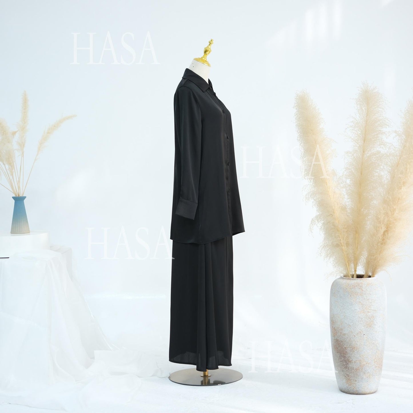 HA5874 Gentle Lace-up Two-piece Suit, Simple Texture, First Choice for Daily Wear abaya girl
