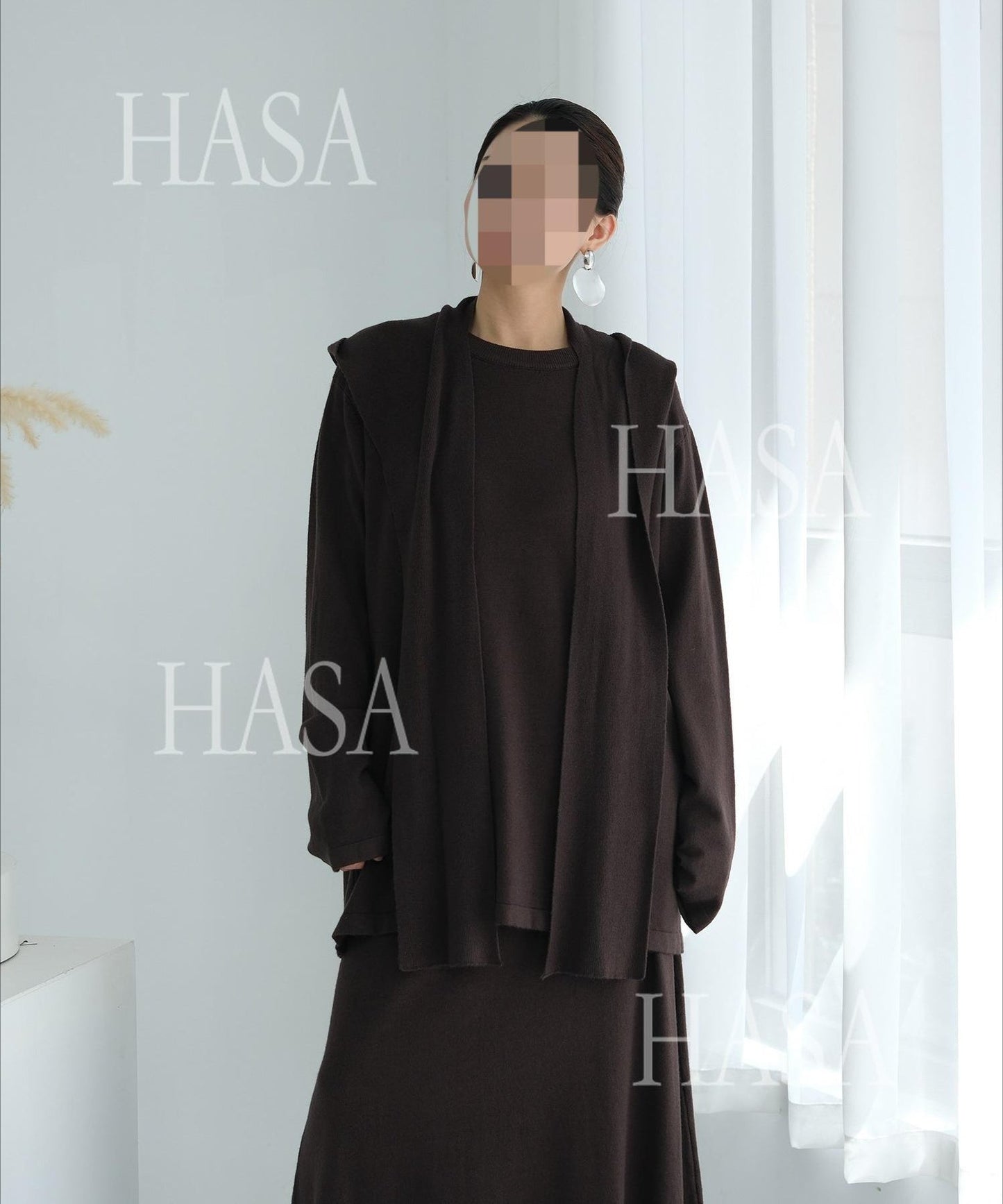 HA6609 Autumn and winter thickened knitted two-piece suit (excluding headscarf)