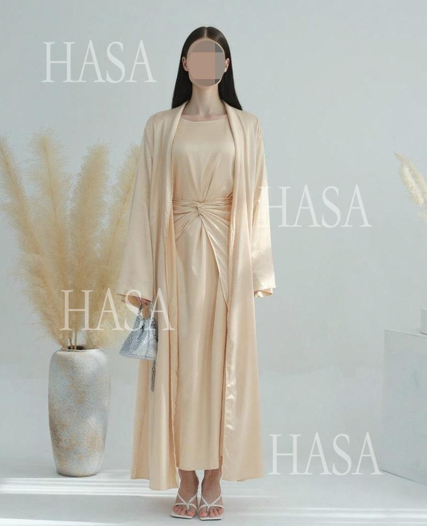 HA6581 Solid color three-piece women's long skirt suit