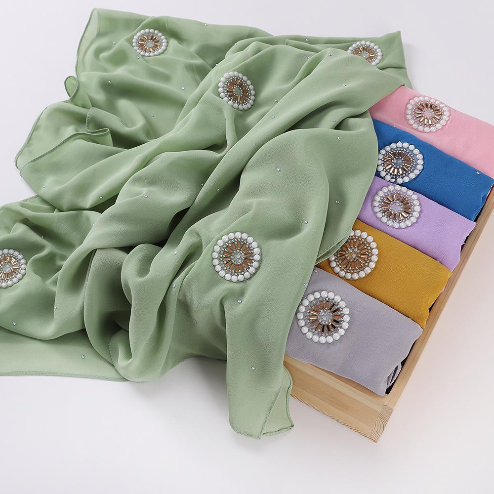 HAYA HA1126 Pearl Chiffon Baotou Scarf