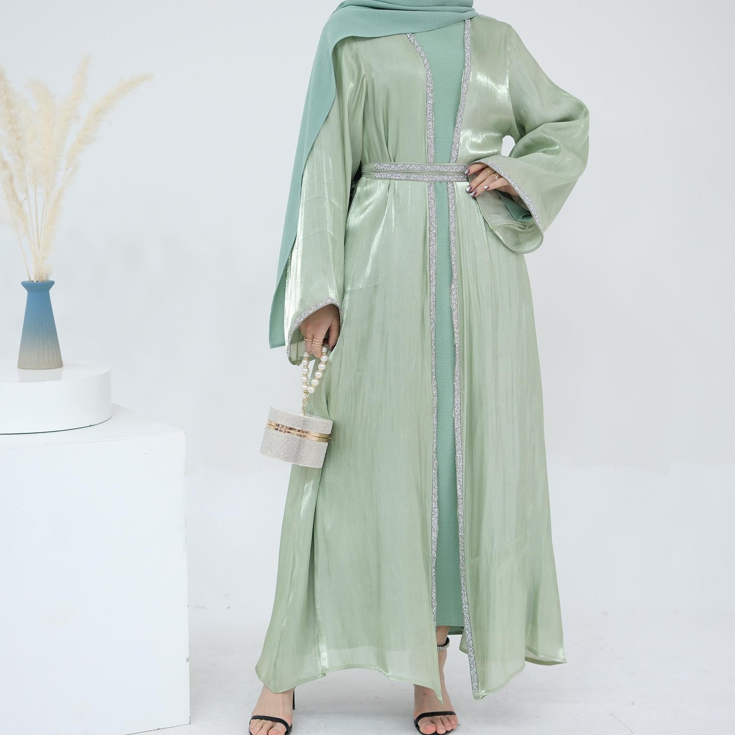 HAYA HA1185 3pcs Set Cardigan+Inner Dress+Hijab