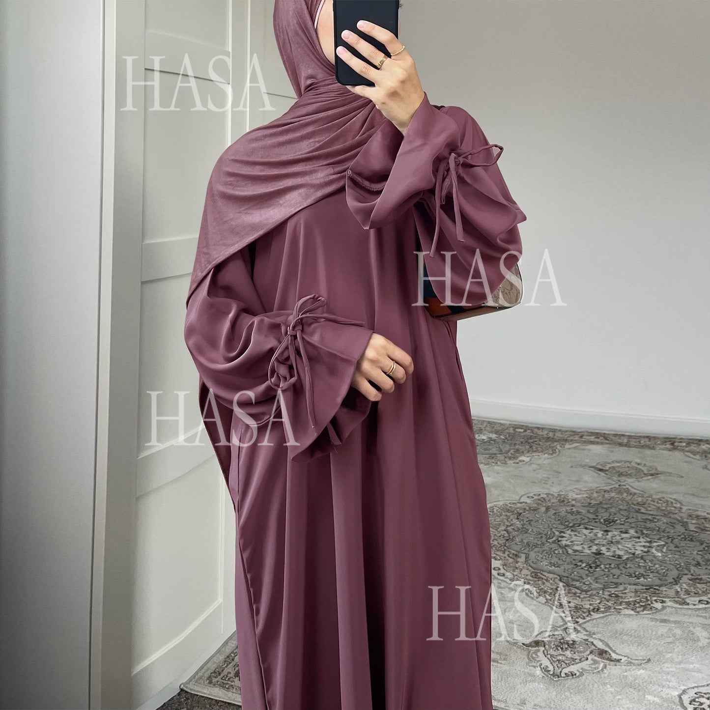 HA5861 Solid Color Sleeve Robe (without Headscarf), Elegant Temperament Instantly abaya girl