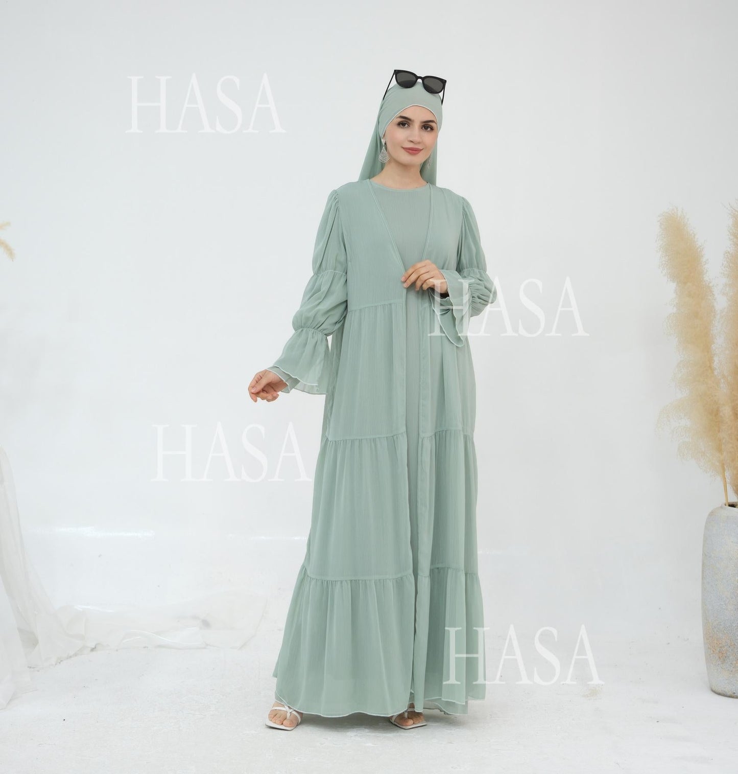 HA5880 Chiffon Texture Layered Design, A Two-way Dress Suitable for Both Daily and Formal Occasions