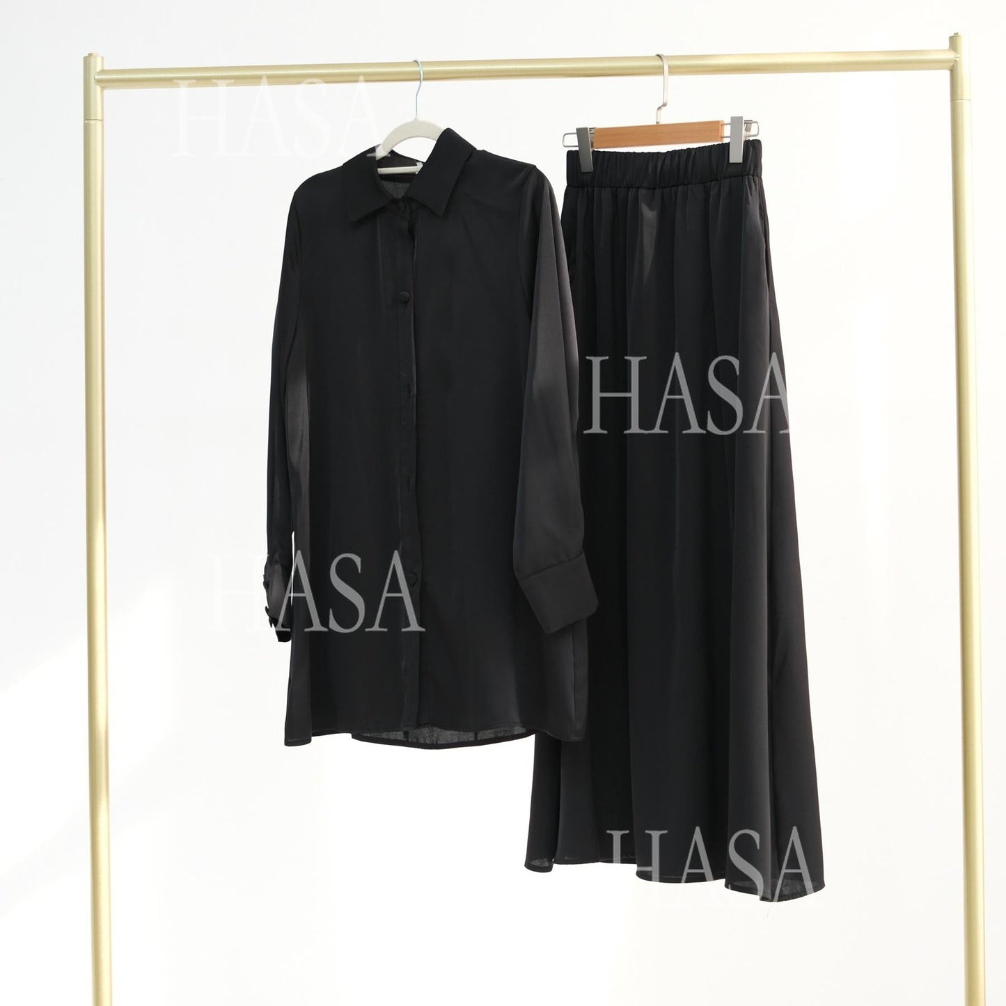 HA5874 Gentle Lace-up Two-piece Suit, Simple Texture, First Choice for Daily Wear abaya girl
