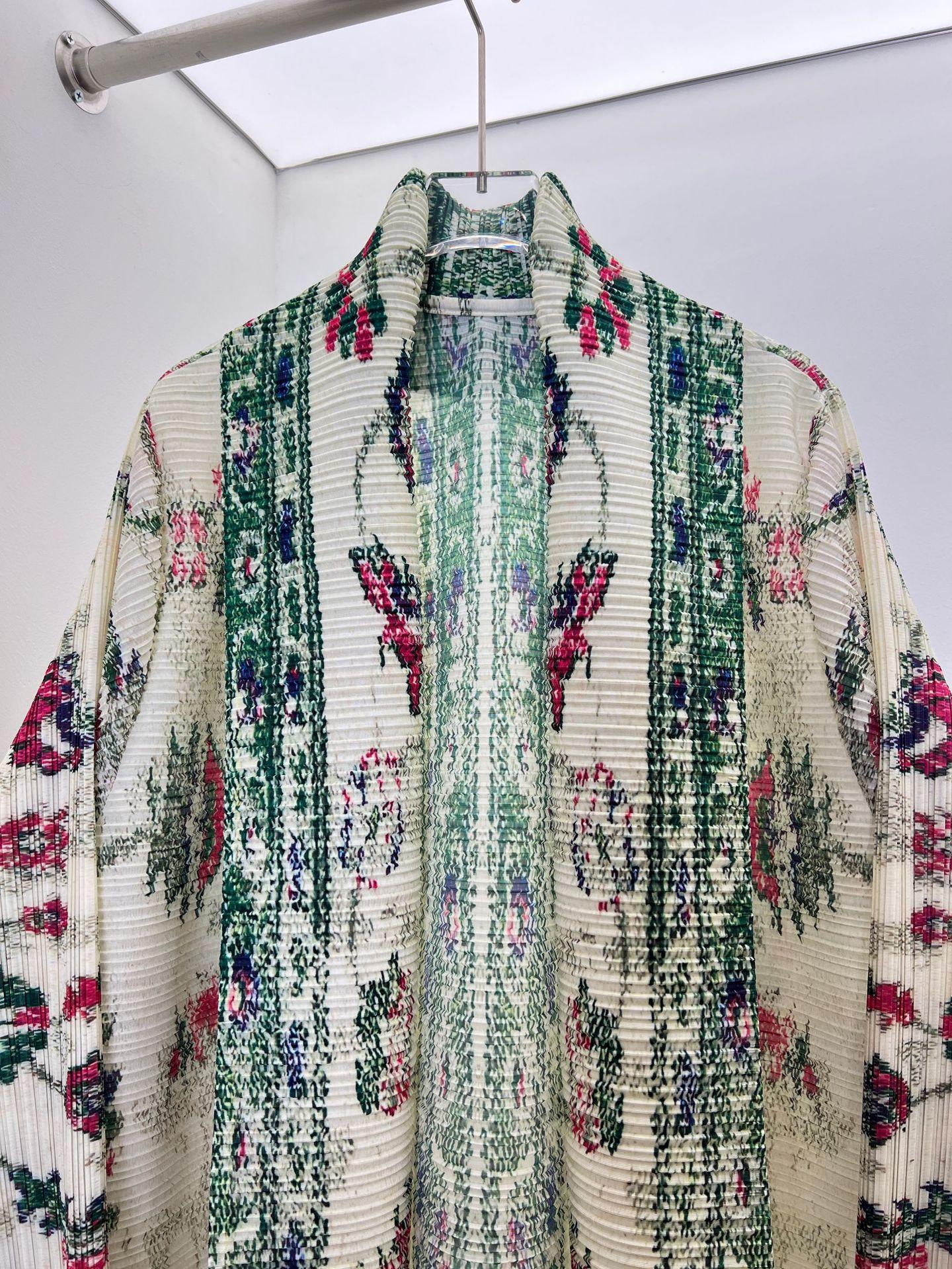 HS6722 Porcelain Dreams  White Abaya with Green & Red Floral Prints