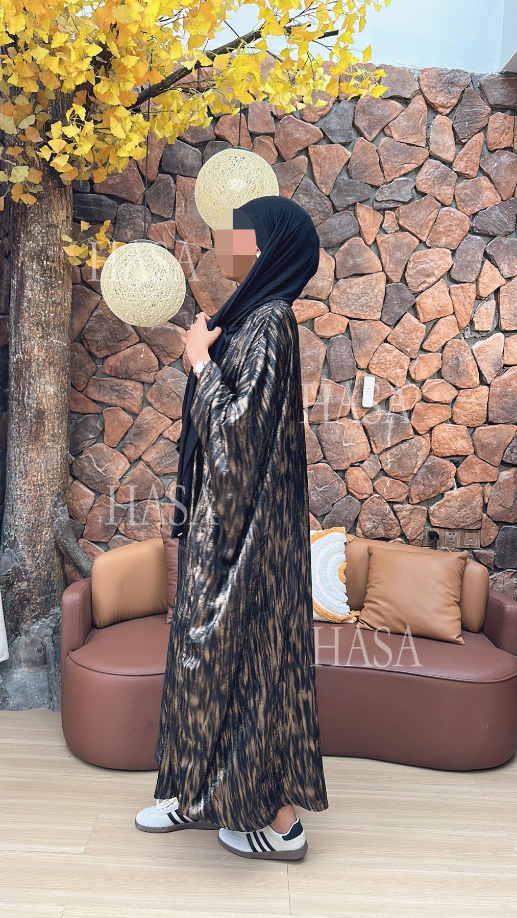 HA6566 Long-sleeved Printed Batwing Sleeve Loose Dress