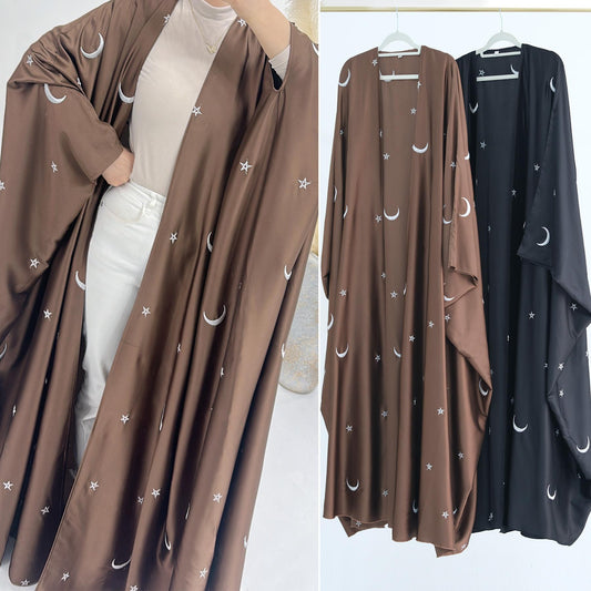 HAYA HA1171 Moon Embroidered Robe Kaftan Abaya