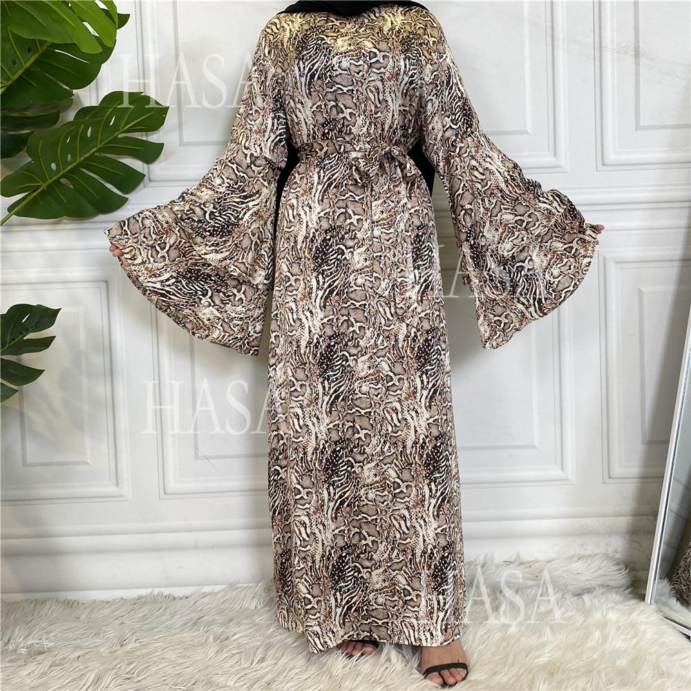 HA6590 Fashionable Printed Loose-fitting Dress with Lace-up Design and Wide Swing