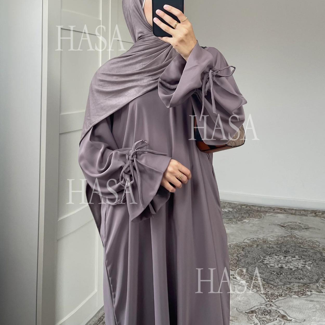 HA5861 Solid Color Sleeve Robe (without Headscarf), Elegant Temperament Instantly abaya girl