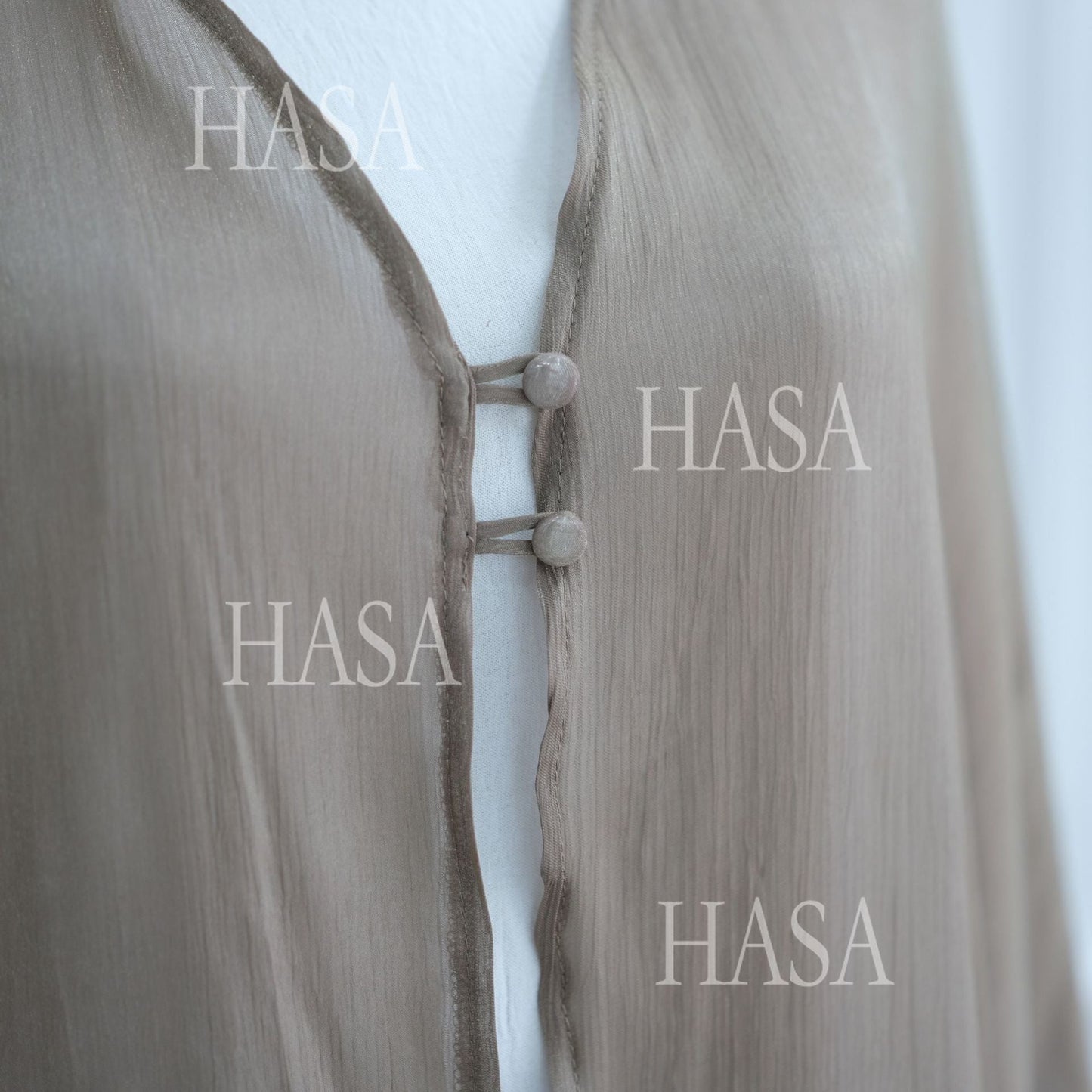 HA6534 Elegant Island Wrinkle Texture Solid Color Cardigan Robe