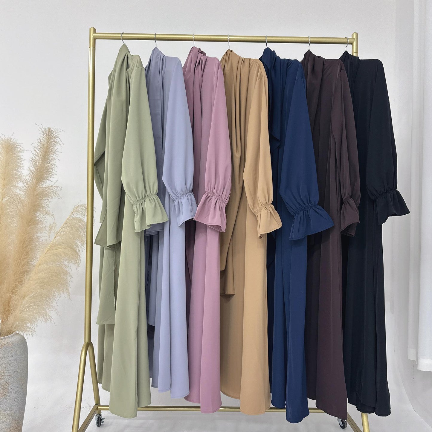 HAYA HA1173 Solid Color Hooded Abaya with Side Pocket