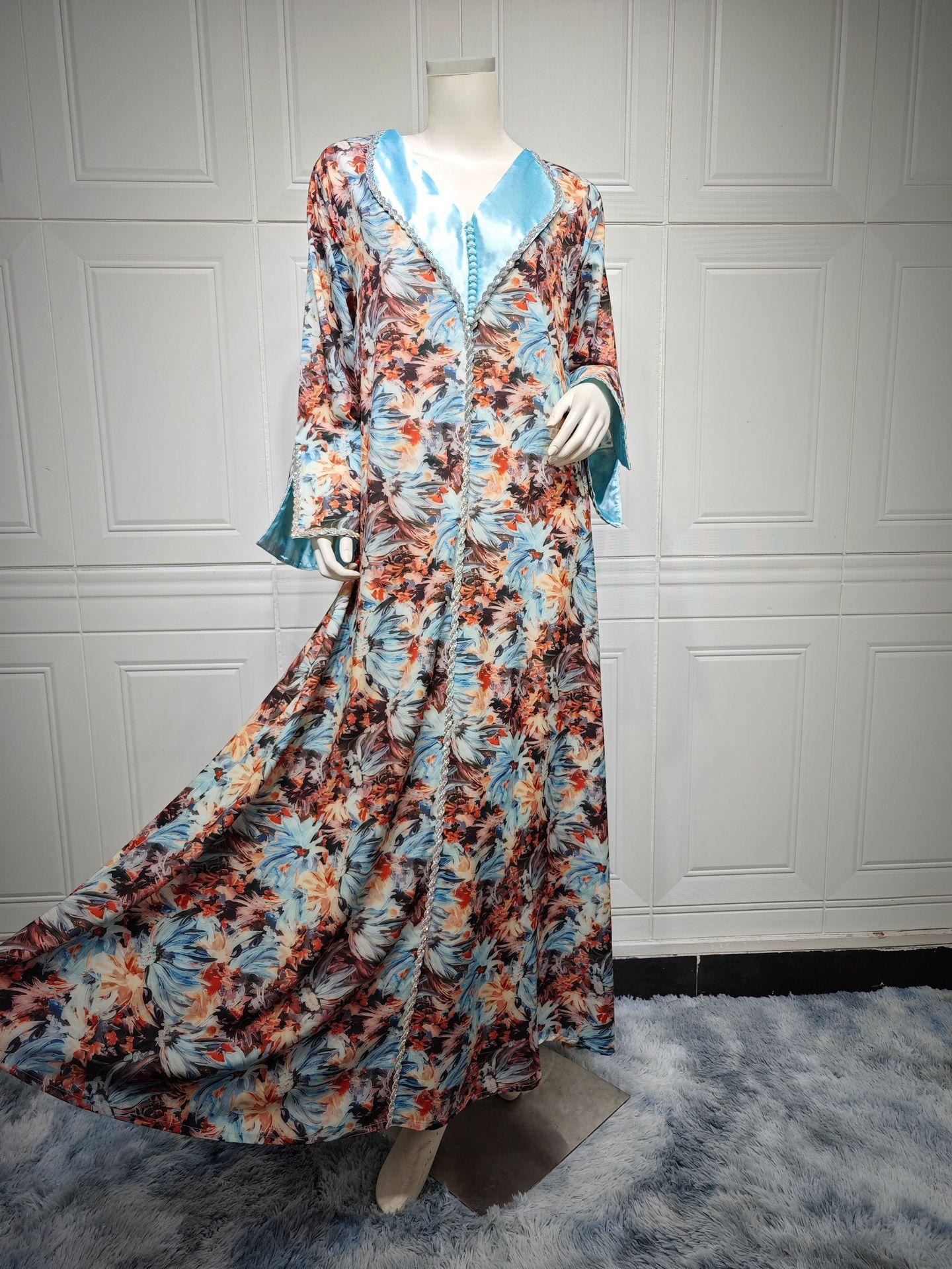 HAYA HAYA1070 Fashionable Printed Diamond Set Robe