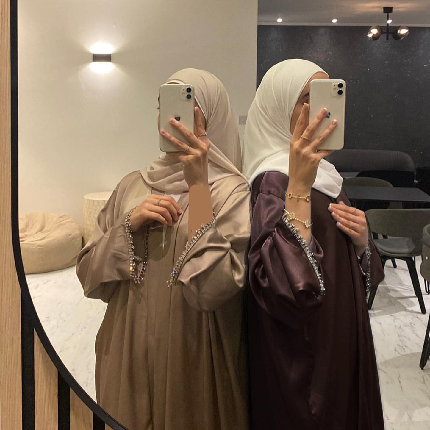 HAYA HAYA1047 1pcs Solid Color Beaded Cardigan Robe