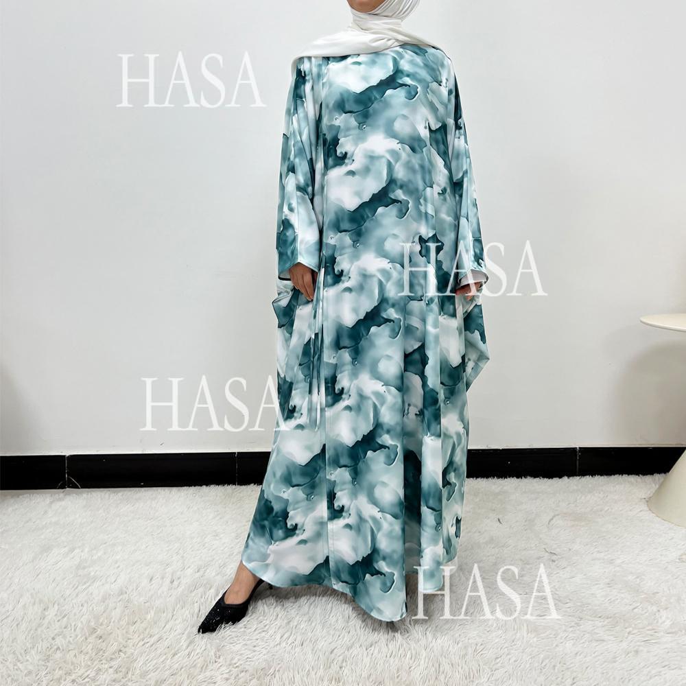 HA6502 Loose-fitting Printed Robe (headscarf Not Included)