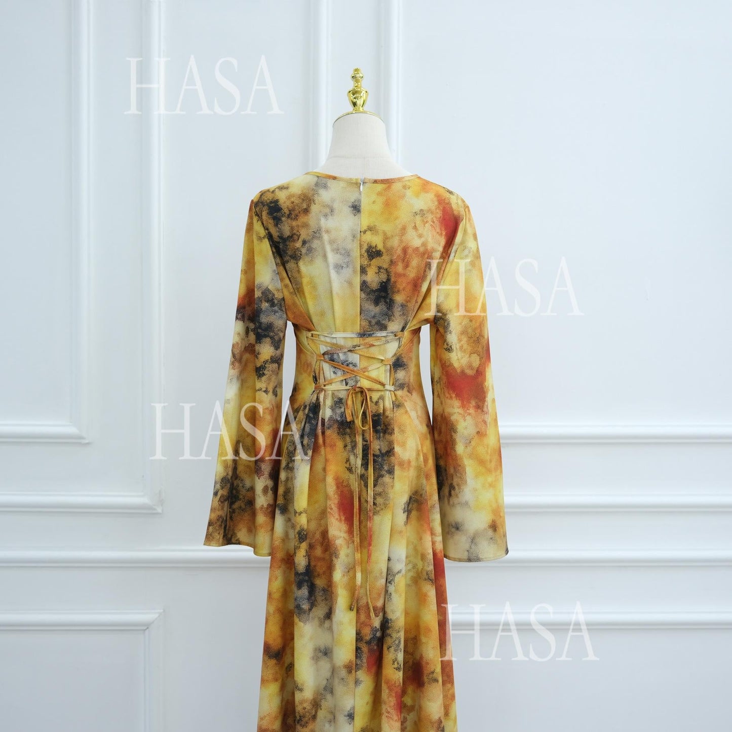 HA6550 Elegant Printed Abaya with Long Sleeves