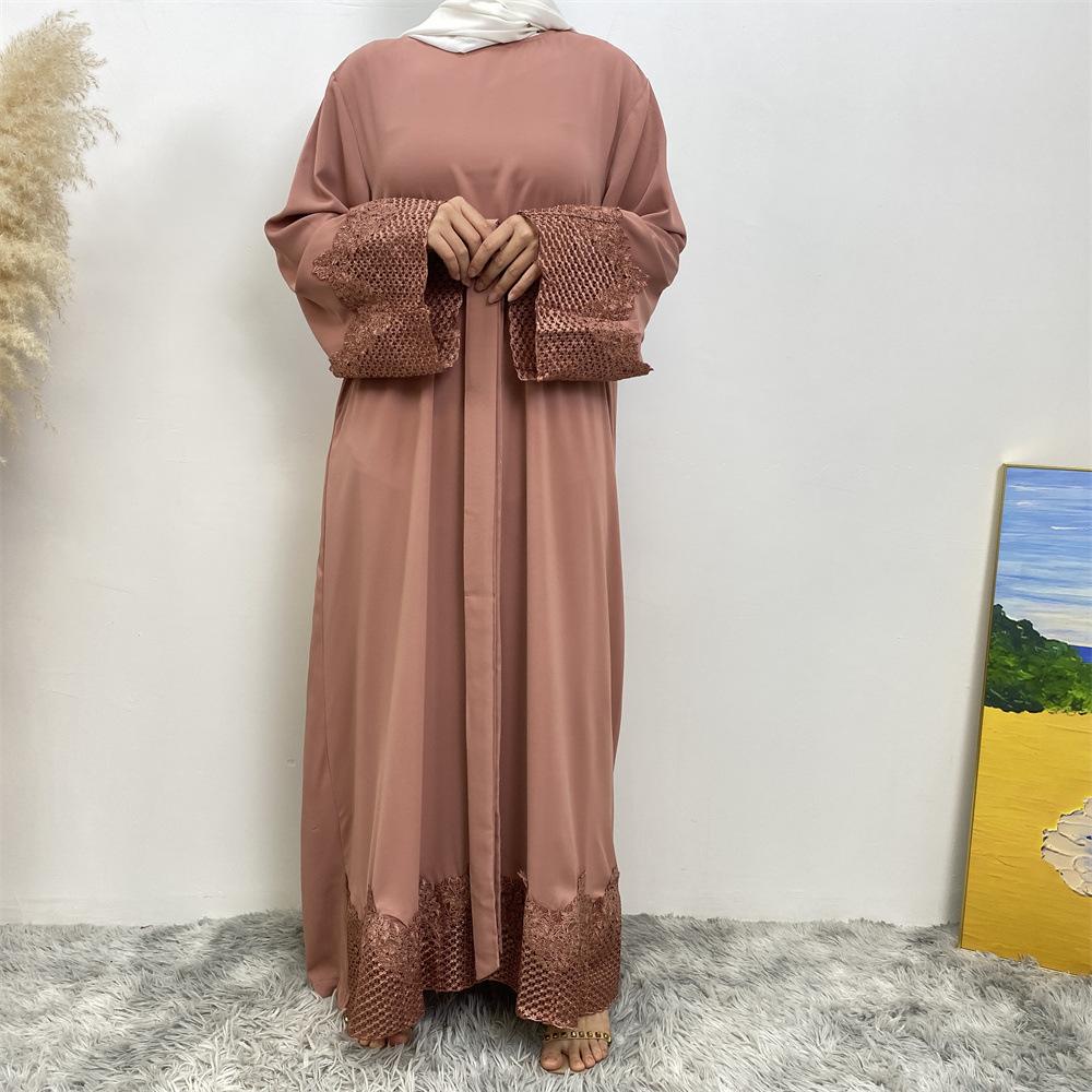 HAYA HAYA1084 Muslim Fashion Lace Robe Dress