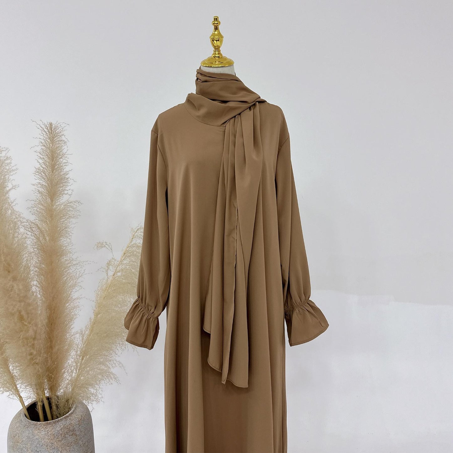 HAYA HA1173 Solid Color Hooded Abaya with Side Pocket