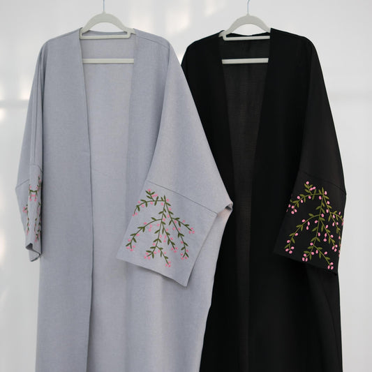 HAYA HAYA1046 Flower Embroidery Elegant Cardigan Robe