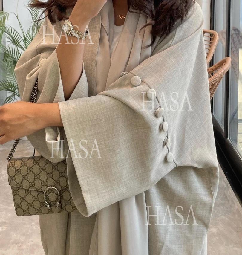 HA6561 Simple Style Large Size Long Cardigan Robe
