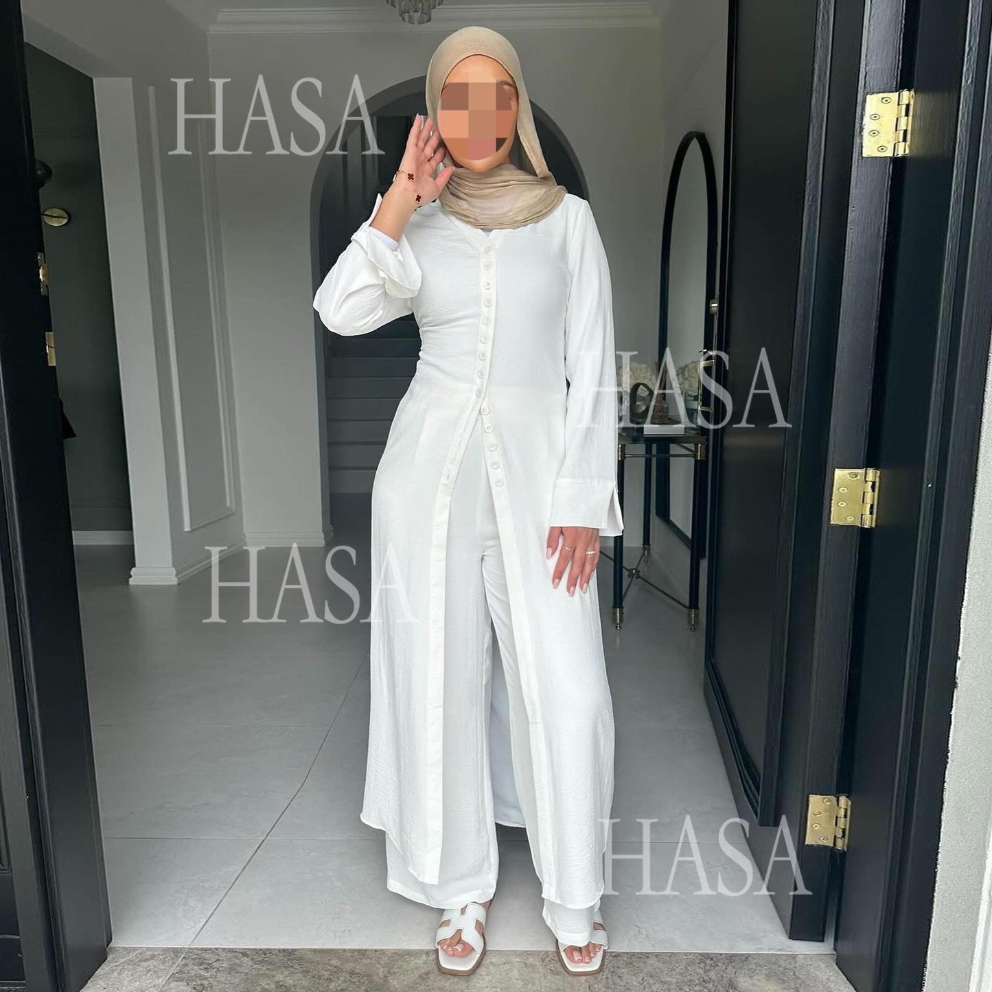 HASA HA5869 Summer Cool Two-piece Suit-multi-color Button Design