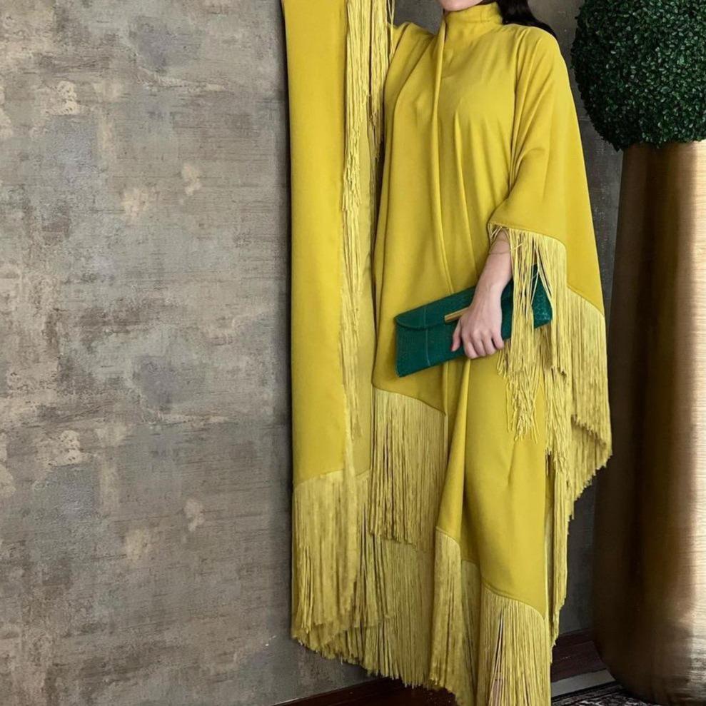 HAYA0467 Ladies Dolman Sleeve Tassel Kaftan High Fashion Dress modest party dress