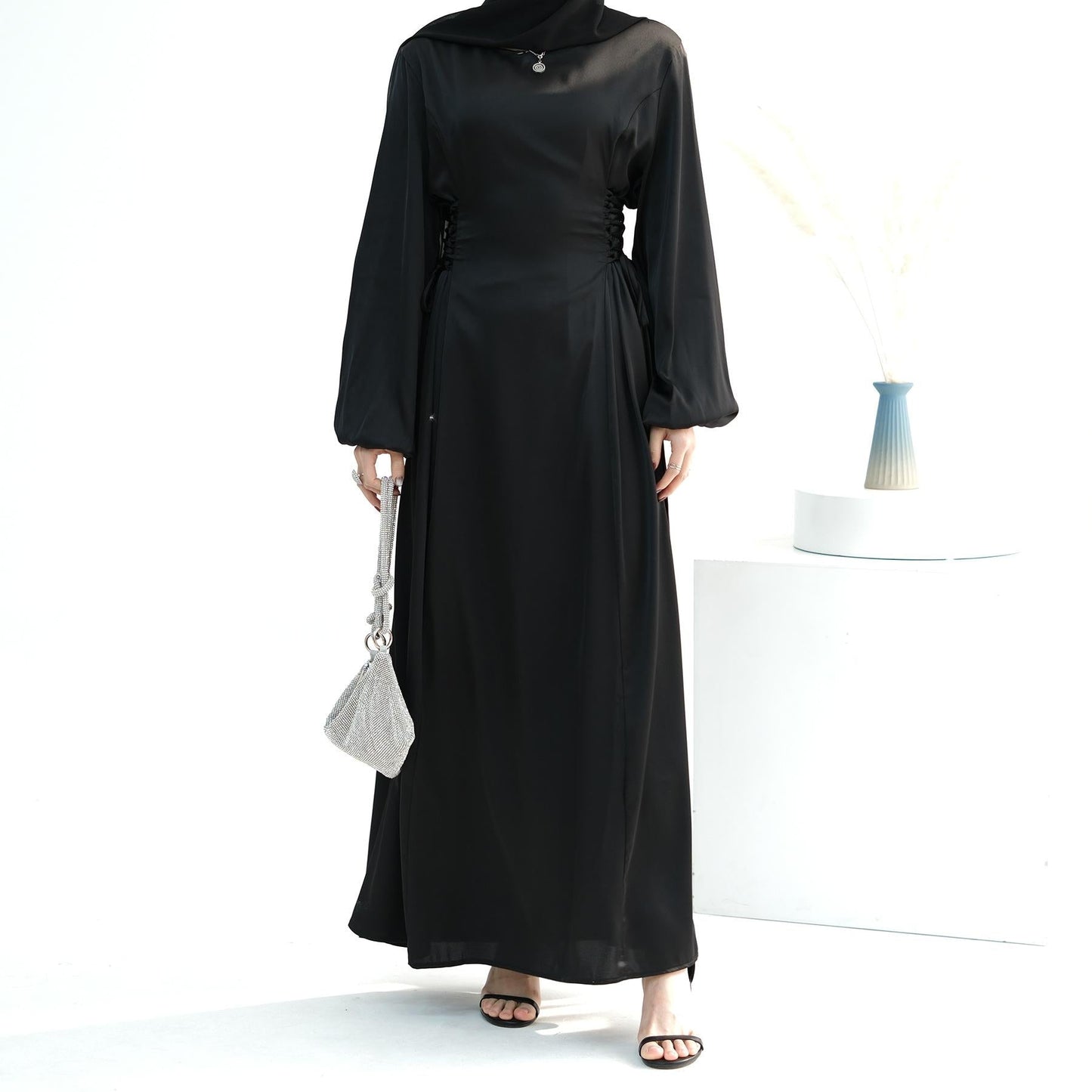 HAYA HAYA0991 Solid Color High-necked Slim Elegant Dress