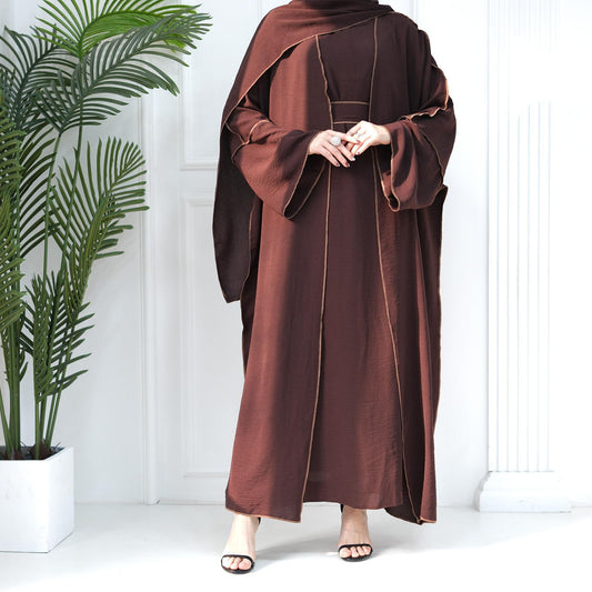 HAYA HA1095 3pcs Set Cardigan+without Sleeves Inner Dress+Hijab
