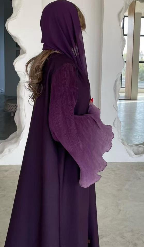 HASASERIES HS6721 Olive Ombre  Green Abaya with Gradient Cuffs